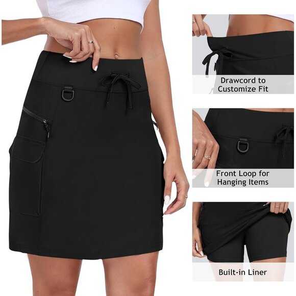 MoFiz Womens 18" Hiking Cargo Skort Athletic Skirt High Waist Golf Dressy Casual - Picture 4 of 7